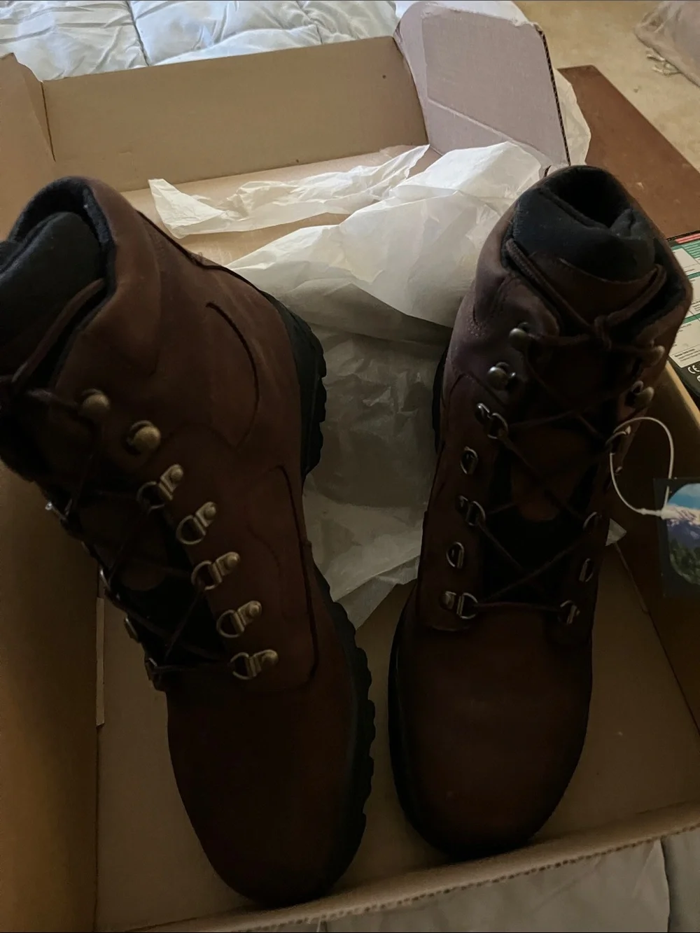 Men's Brown Leather Lace-Up Hiking Boots with Lug Sole